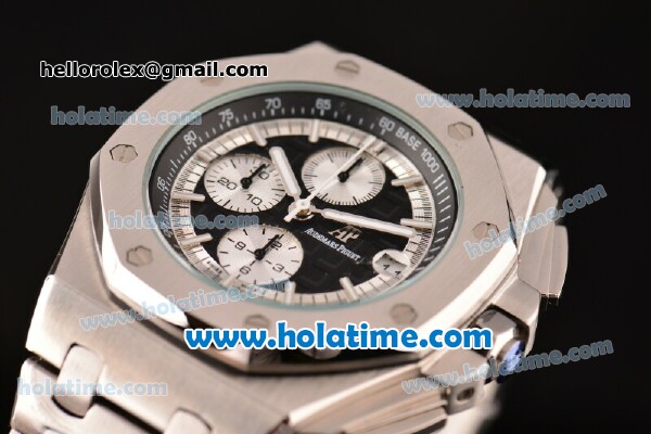 Audemars Piguet Royal Oak Offshore Chronograph Miyota OS10 Quartz Full Steel with Stick Markers and Black Dial - Click Image to Close